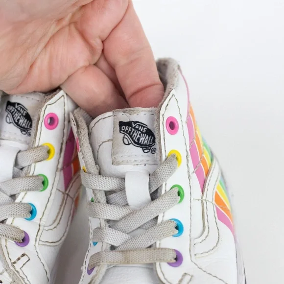 Vans x Flour Shop Rainbow High Tops Toddler Size 8 White Rainbow - Picture 4 of 13